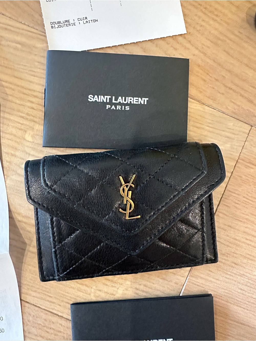 Real YSL card holder with receipt and document numbers